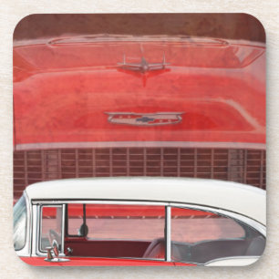 Klassische Autos Chevy Bel Air Dodge Rot Weiß Vint Untersetzer