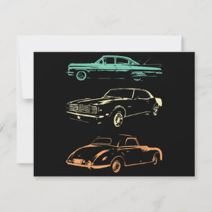 Klassische Autos - Grafik-Retro der 80er & 90er Einladung