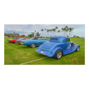 Klassische Autos in Kapaa, Kauai, Hawaii Poster