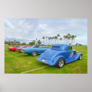 Klassische Autos in Kapaa, Kauai, Hawaii Poster
