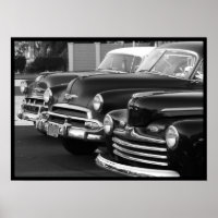 Klassische Autos in schwarz-weißer Leinwand