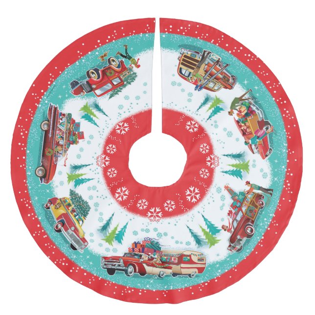 Klassische Autos Polyester Weihnachtsbaumdecke (Vorderseite)