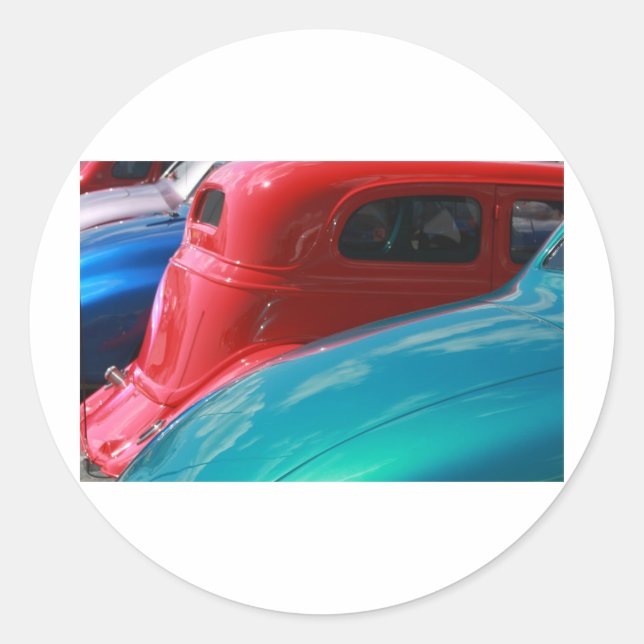 Klassische Autos Runder Aufkleber (Vorderseite)