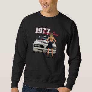 KLASSISCHE AUTOS, WEISS 1977 TRANS AM, MUSKELKRAFT SWEATSHIRT
