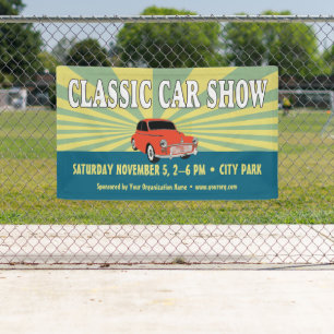 Klassische Autoshow im Retro-Stil Banner