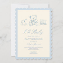 Klassische Baby-Party mit blauen Teddybär im Paste