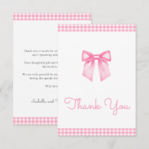 Klassische Baby-Party mit rosa Gingham-Schleife