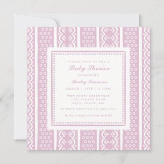Klassische Baby Shower Einladung mit Spitzenstreif