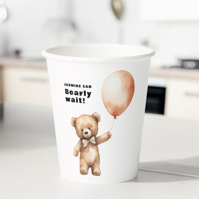 Klassische Babydusche mit Bewartung Pappbecher (minimal simple can bearly wait personalized baby shower paper cups)