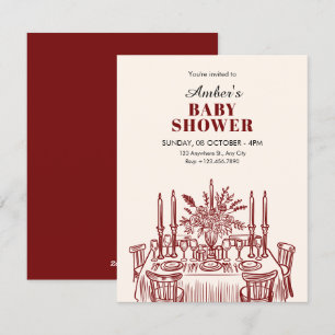 Klassische Babyparty auf dem Esstisch Einladung