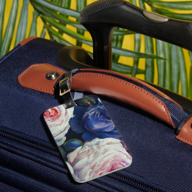 Klassische barocke Rose Blumendesign Gepäckanhänger (Vorderseite Insitu 1)