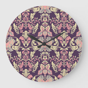 Klassische barocke, Vintage Tapete mit Blumen. Große Wanduhr