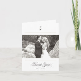 Klassische Bars Doppelmonogramm Modernes Foto Hoch Dankeskarte