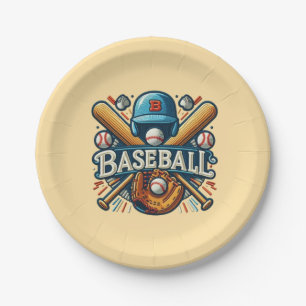 Klassische Baseball Essentials / Stilvolle Retro L Pappteller