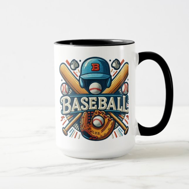 Klassische Baseball Essentials / Stilvolle Retro L Tasse (Rechts)