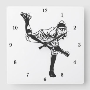 Klassische Baseball-Wanduhr Quadratische Wanduhr