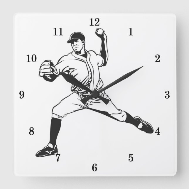 Klassische Baseballmauer Quadratische Wanduhr (Vorderseite)