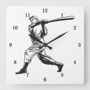 Klassische Baseballmauer Quadratische Wanduhr