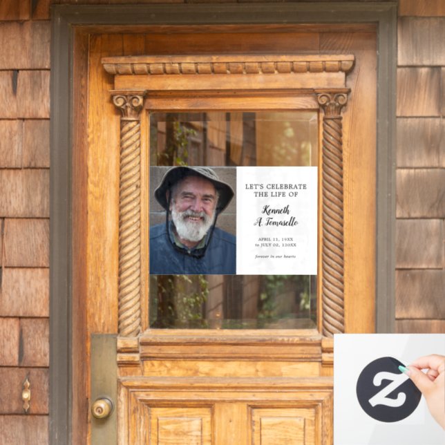 Klassische Beerdigungsfeier zum Foto des Lebens Fensteraufkleber (Haustür)