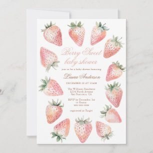 Klassische Beeren Süße Babyparty Erdbeeren Einladung