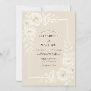 Klassische Beige Hochzeit mit Politur Einladung