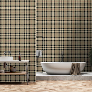 Klassische Beige + Schwarz Kariert Tapete