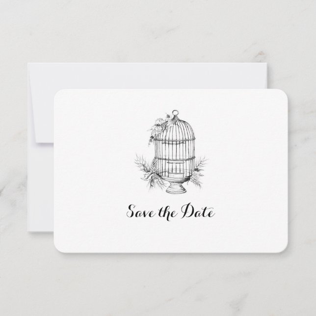 Klassische Birdcage Personalisierte Save the Date  Einladung (Vorderseite)