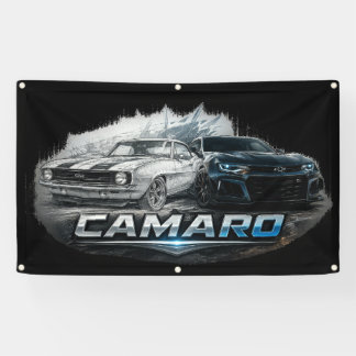 Klassische bis moderne Camaro-Muscle-Car-Evolution Banner
