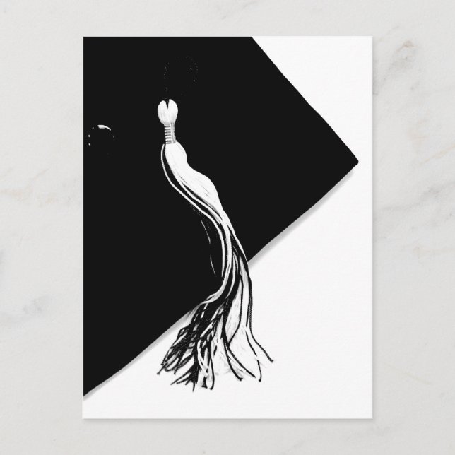 Klassische Black Graduation Cap und Tassel Postcar Ankündigungspostkarte (Vorderseite)