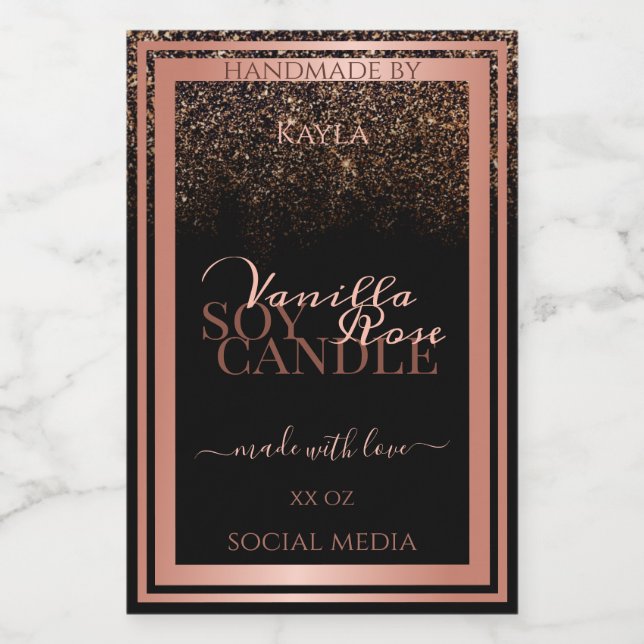 Klassische Black Product Packaging Labels Rose Gol Lebensmitteletikett (Einzelnes Label)