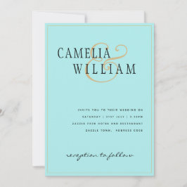 Klassische Blass Türkis Seaglass Gold Hochzeit Einladung