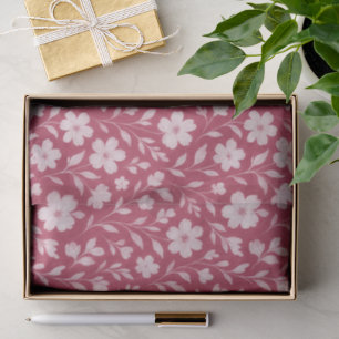 Klassische Blätter Blumenmuster auf dunkelrosa Seidenpapier