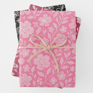 Klassische Blätter Blumenmuster auf Rosa Rosa