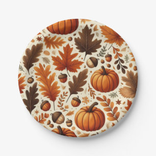 klassische Blätter/Kürbisse/Akkorde Herbst Pappteller
