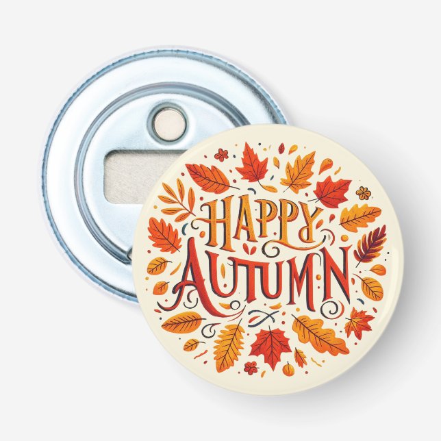 klassische Blätter und glücklicher Herbst Flaschenöffner (Vorderseite)