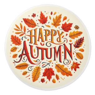 klassische Blätter und glücklicher Herbst Keramikknauf
