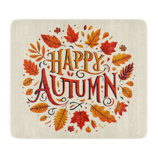 klassische Blätter und glücklicher Herbst Schneidebrett (Vorderseite)