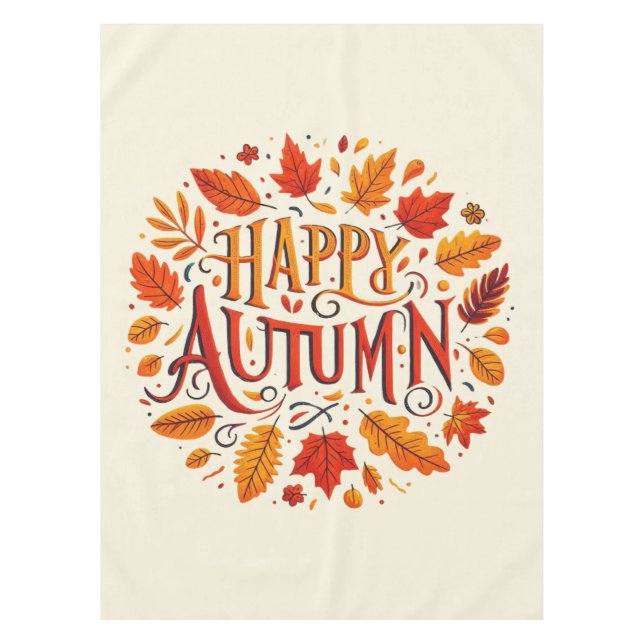 klassische Blätter und glücklicher Herbst Tischdecke (Vorderseite)