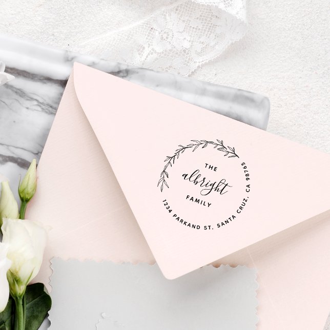 Klassische Blätter Wreath Round Family Rücksendead Permastempel (Von Creator hochgeladen)