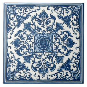 Klassische blau-weiße Fliese, floral, chinesische Fliese