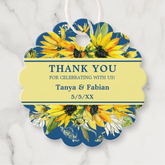 Klassische Blaublume Skalierte Gastgeschenk Hochze Geschenkanhänger (Vorderseite)