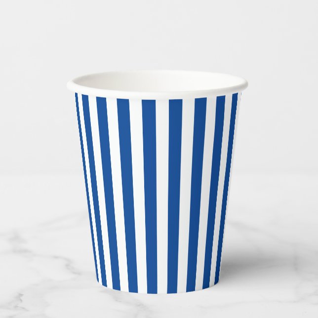 Klassische blaue blaue Linienführung Pappbecher (Vorderseite)