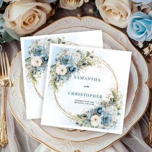Klassische blaue Blumen Hochzeitsservietten mit go Serviette