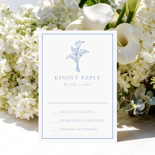 Klassische blaue Calla-Lilien-Hochzeit RSVP Karte
