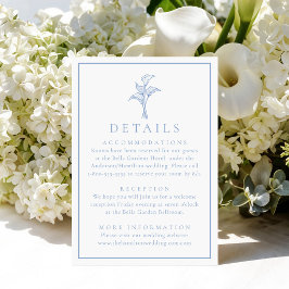 Klassische blaue Calla-Lilien-Hochzeitsdetails Begleitkarte