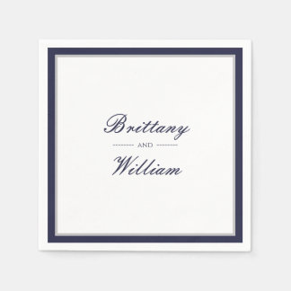 Klassische blaue Grau-Braut und Groom Napkins Serviette