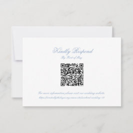 Klassische blaue Hochzeitsmonogramm-Wappenkamm QR- RSVP Karte