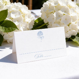 Klassische Blaue Hortensien-Hochzeit Platzkarte