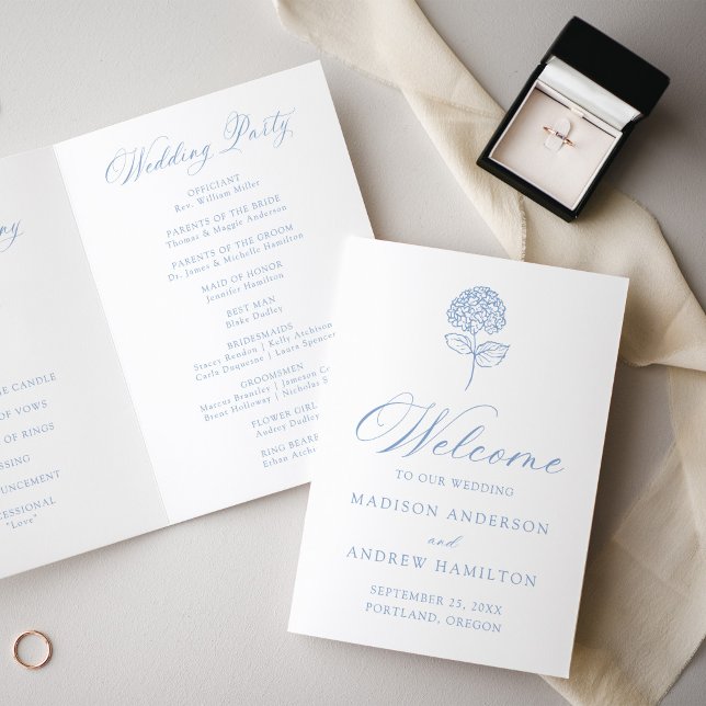 Klassische Blaue Hortensien-Hochzeit Programm (Von Creator hochgeladen)