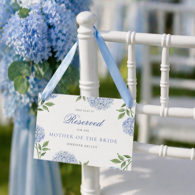 Klassische Blaue Hortensien-Hochzeit reservierte S Einladung (Von Creator hochgeladen)
